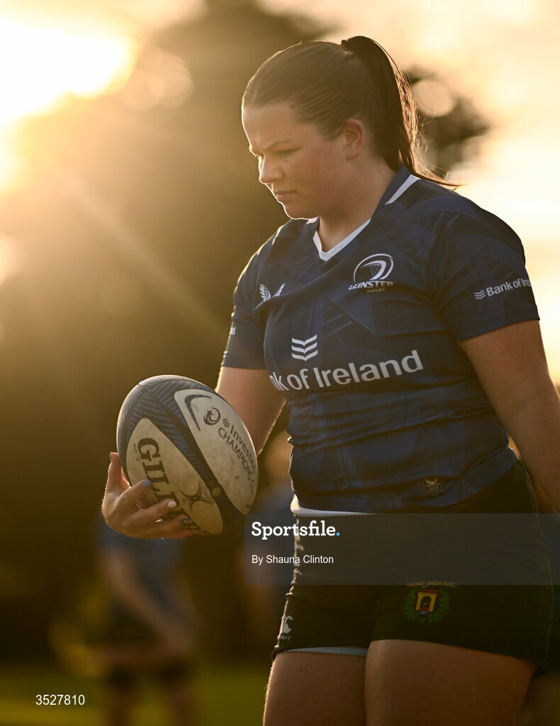 30 July 2026; Méabh Keegan during an Leinster rugby women open training session at Kings Hospital School in Dublin. Photo by Shauna Clinton/Sportsfile