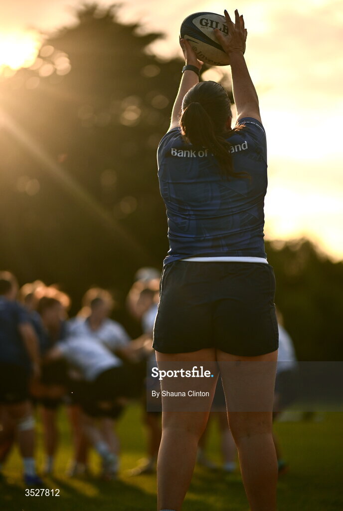 30 July 2026; Méabh Keegan during an Leinster rugby women open training session at Kings Hospital School in Dublin. Photo by Shauna Clinton/Sportsfile