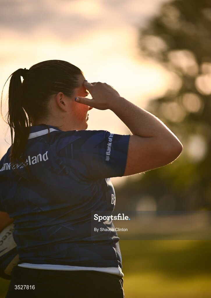 30 July 2026; Méabh Keegan during an Leinster rugby women open training session at Kings Hospital School in Dublin. Photo by Shauna Clinton/Sportsfile