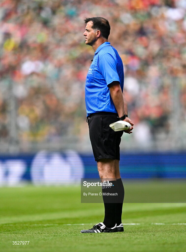26 July 2026; Line umpire Seán Hurson during the GAA Football All-Ireland Senior Championship final match between Kerry and Mayo at Croke Park in Dublin. Photo by Piaras Ó Mídheach/Sportsfile