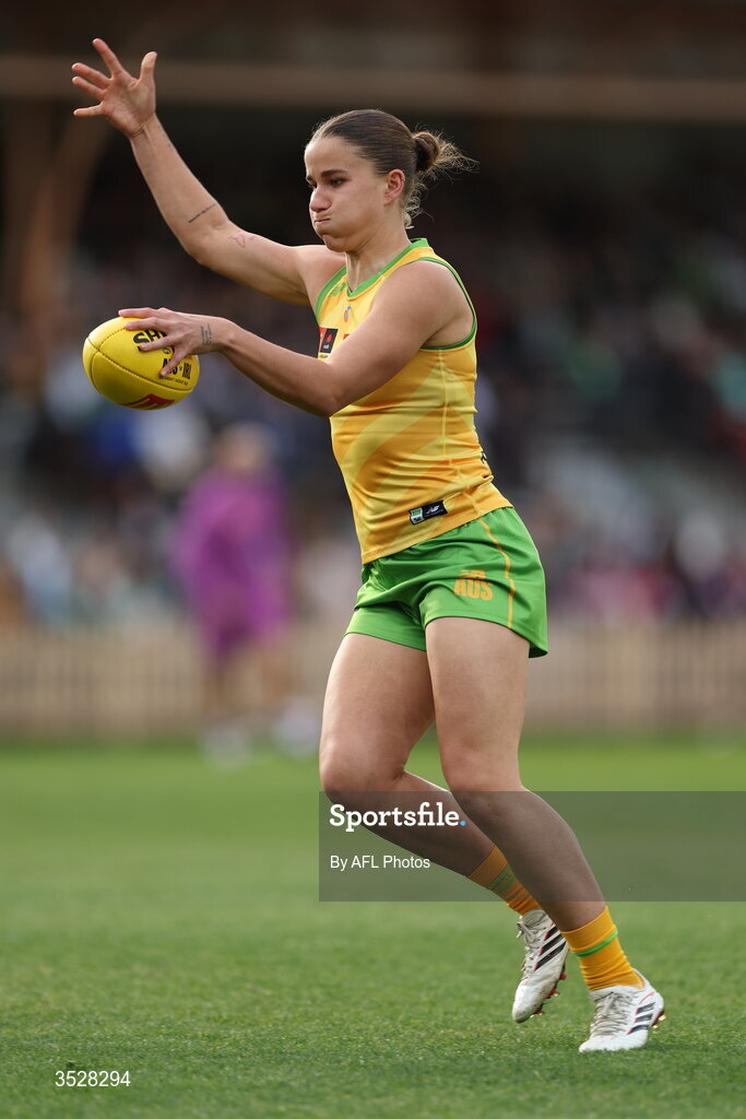 1 August 2026; Ellie McKenzie of Australia during the AFLW test match between Australia and Ireland at the North Sydney Oval in Sydney, Australia. Photo by Darrian Traynor/Getty Images/AFL Photos via Sportsfile