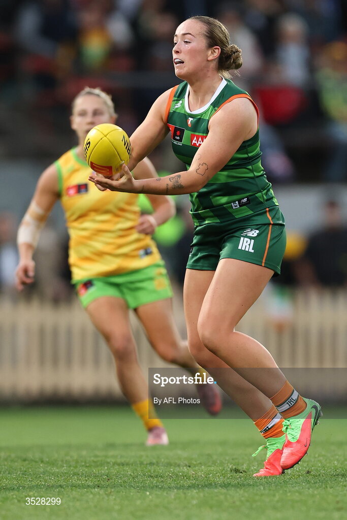 1 August 2026; Paris McCarthy of Ireland during the AFLW test match between Australia and Ireland at the North Sydney Oval in Sydney, Australia. Photo by Darrian Traynor/Getty Images/AFL Photos via Sportsfile