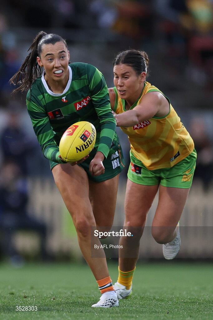 1 August 2026; Blaithin Bogue of Ireland during the AFLW test match between Australia and Ireland at the North Sydney Oval in Sydney, Australia. Photo by Darrian Traynor/Getty Images/AFL Photos via Sportsfile