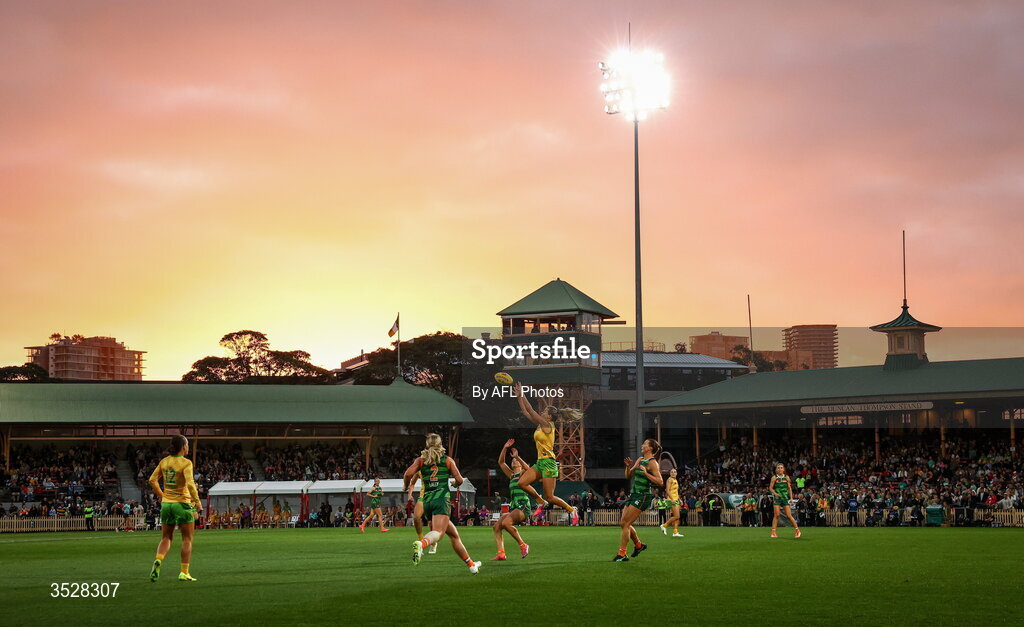 1 August 2026; Ella Roberts of Australia during the AFLW test match between Australia and Ireland at the North Sydney Oval in Sydney, Australia. Photo by James Wiltshire/AFL Photos via Sportsfile