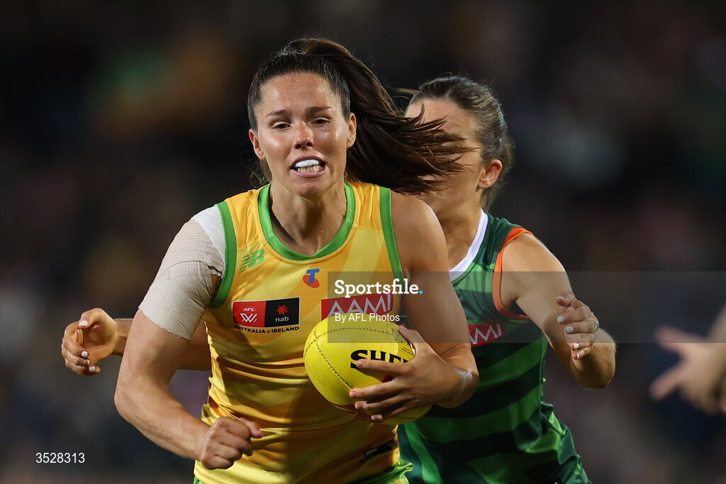 1 August 2026; Kate Hore of Australia during the AFLW test match between Australia and Ireland at the North Sydney Oval in Sydney, Australia. Photo by Darrian Traynor/Getty Images/AFL Photos via Sportsfile
