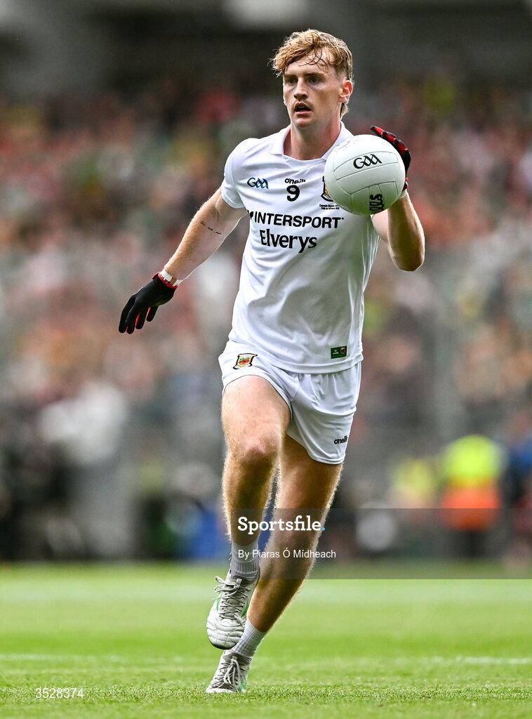 26 July 2026; Jack Carney of Mayo during the GAA Football All-Ireland Senior Championship final match between Kerry and Mayo at Croke Park in Dublin. Photo by Piaras Ó Mídheach/Sportsfile