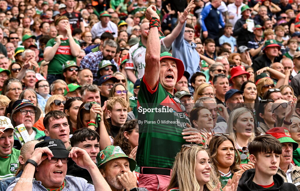 26 July 2026; Mayo supporters during the GAA Football All-Ireland Senior Championship final match between Kerry and Mayo at Croke Park in Dublin. Photo by Piaras Ó Mídheach/Sportsfile