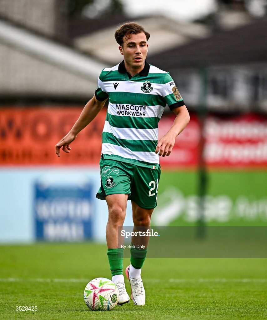 31 July 2026; Naj Razi of Shamrock Rovers during the SSE Airtricity Men’s Premier Division match between Drogheda United and Shamrock Rovers at Sullivan & Lambe Park in Drogheda, Louth. Photo by Seb Daly/Sportsfile