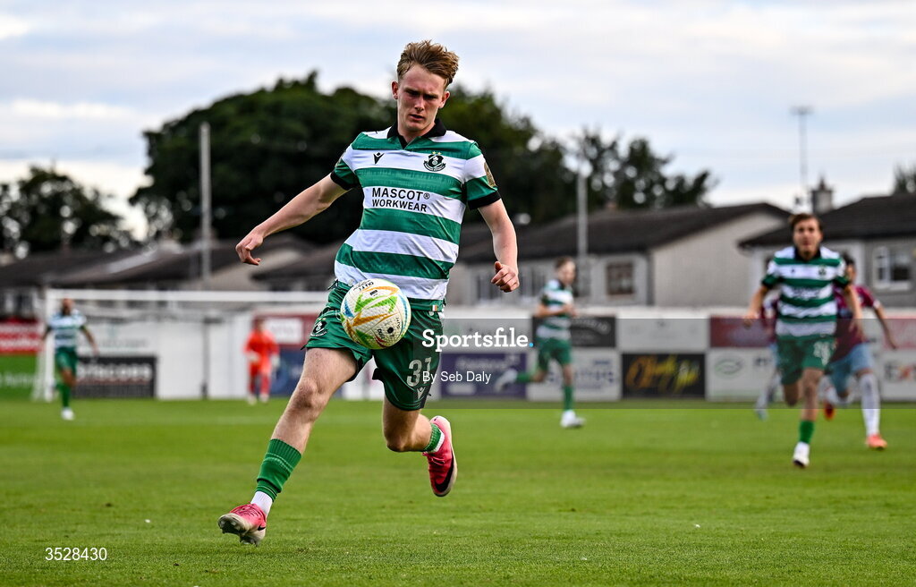 31 July 2026; Michael Noonan of Shamrock Rovers during the SSE Airtricity Men’s Premier Division match between Drogheda United and Shamrock Rovers at Sullivan & Lambe Park in Drogheda, Louth. Photo by Seb Daly/Sportsfile