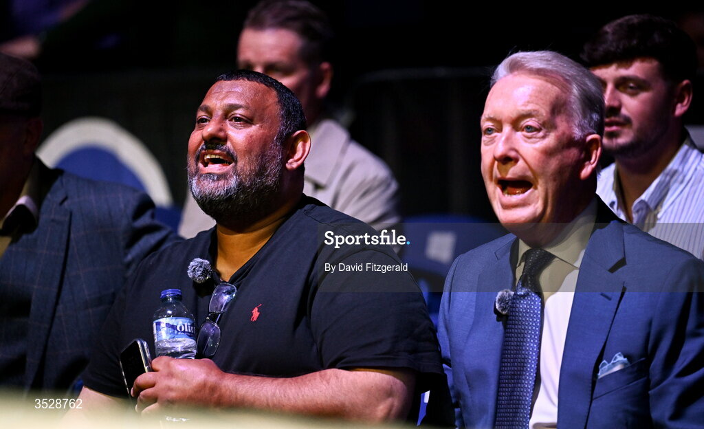 1 August 2026; Former professional boxer Prince Naseem Hamed, left, and boxing manager and promoter and the founder of Queensberry Promotions Frank Warren in attendance during the Boxing in Dublin event at the 3Arena in Dublin. Photo by David Fitzgerald/Sportsfile