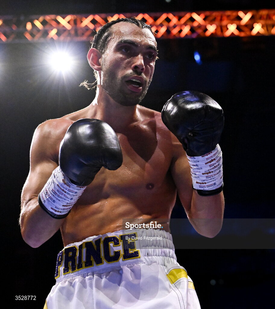 1 August 2026; Sami Hamed during his super welterweight bout against Bela Istvan Orban during the Boxing in Dublin event at the 3Arena in Dublin. Photo by David Fitzgerald/Sportsfile