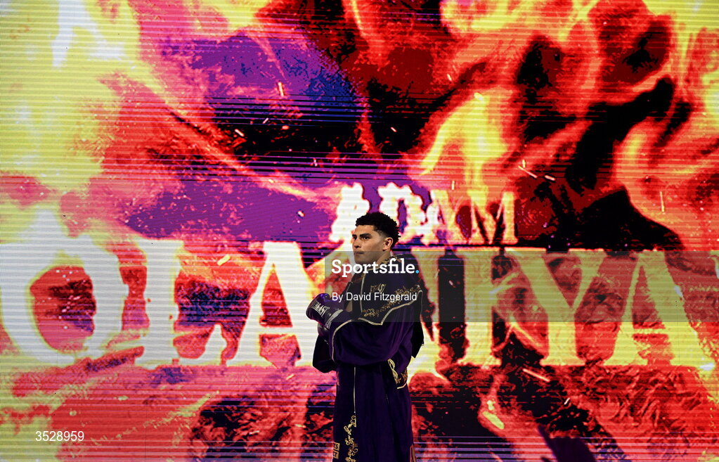 1 August 2026; Adam Olaniyan before his heavyweight bout against Deepak Pathak during the Boxing in Dublin event at the 3Arena in Dublin. Photo by David Fitzgerald/Sportsfile