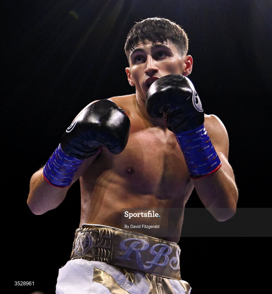 1 August 2026; Royston Barney Smith during the IBO Inter-Continental super featherweight title bout against Reece Bellotti during the Boxing in Dublin event at the 3Arena in Dublin. Photo by David Fitzgerald/Sportsfile