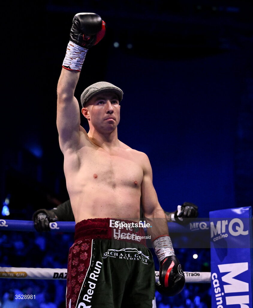 1 August 2026; Pierce O'Leary before his IBO World Super Lightweight Title bout against Mark Chamberlain during the Boxing in Dublin event at the 3Arena in Dublin. Photo by David Fitzgerald/Sportsfile