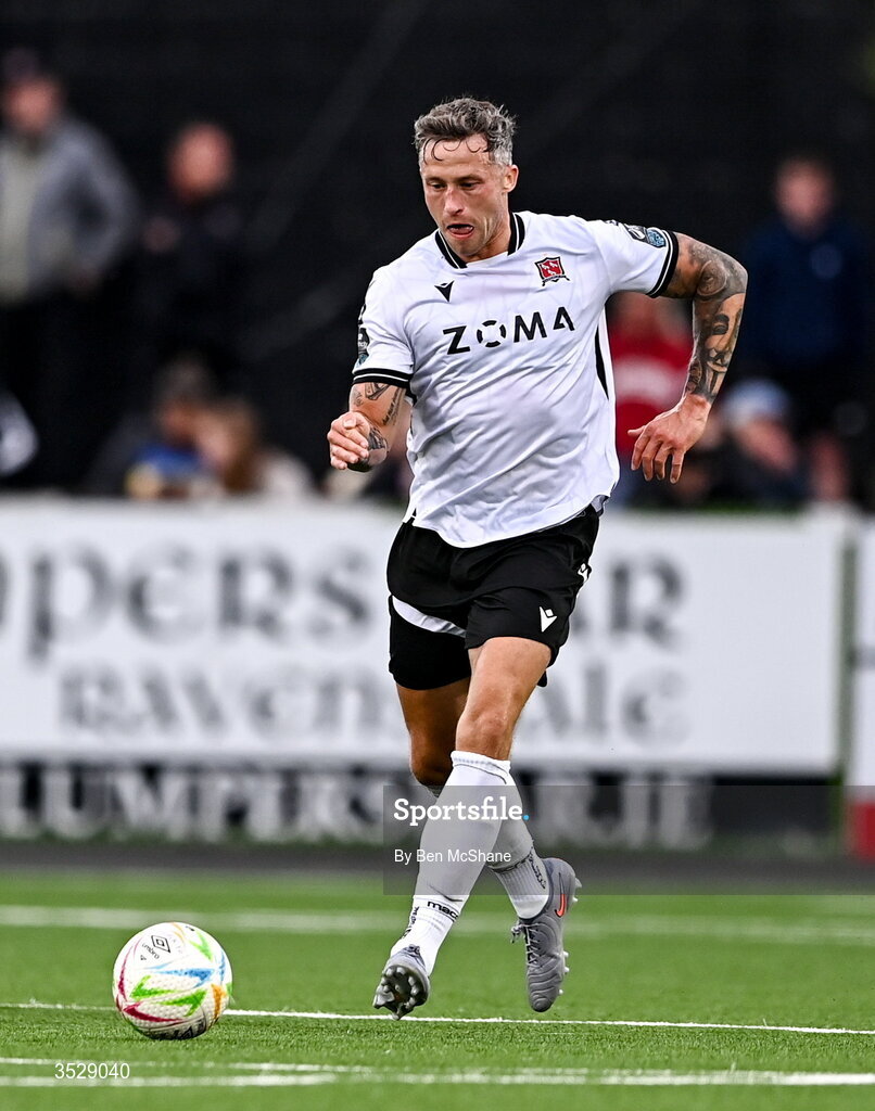 31 July 2026; Rob Cornwall of Dundalk during the SSE Airtricity Premier Division match between Dundalk and Sligo Rovers at Oriel Park in Dundalk, Louth. Photo by Ben McShane/Sportsfile
