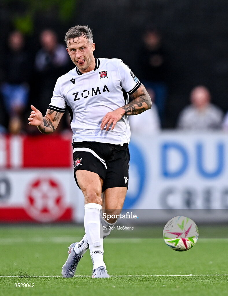 31 July 2026; Rob Cornwall of Dundalk during the SSE Airtricity Premier Division match between Dundalk and Sligo Rovers at Oriel Park in Dundalk, Louth. Photo by Ben McShane/Sportsfile