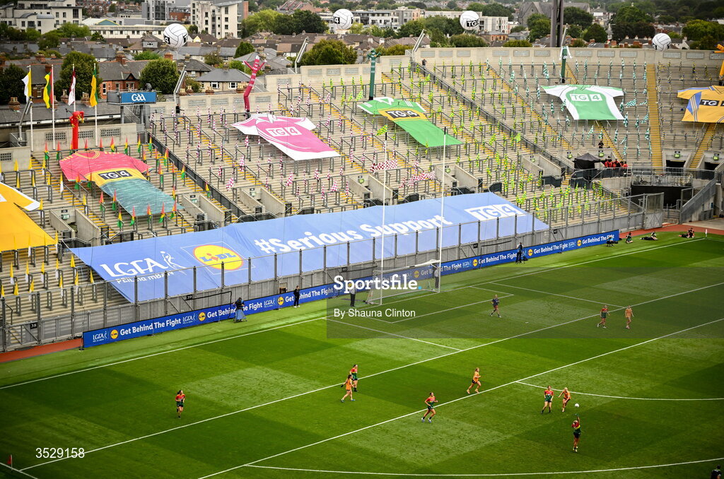 2 August 2026; A general view of action during the LGFA TG4 All-Ireland Junior Championship final match between Antrim and Carlow at Croke Park in Dublin. Photo by Shauna Clinton/Sportsfile