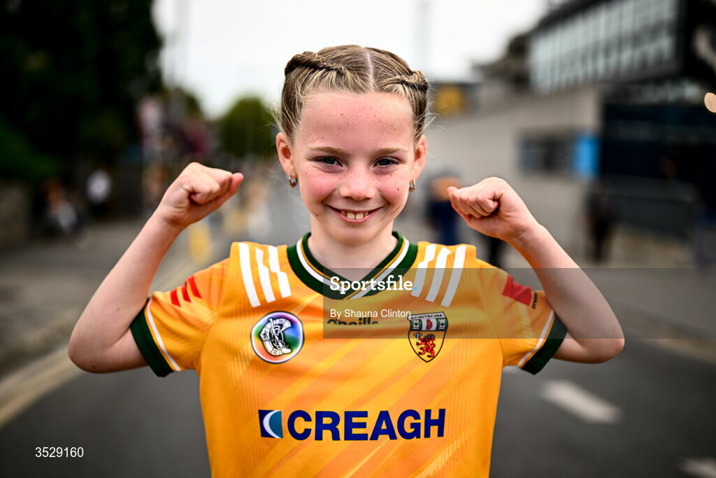 2 August 2026; Antrim supporter Aida Doherty ahead of the LGFA TG4 All-Ireland Junior Championship final match between Antrim and Carlow at Croke Park in Dublin. Photo by Shauna Clinton/Sportsfile