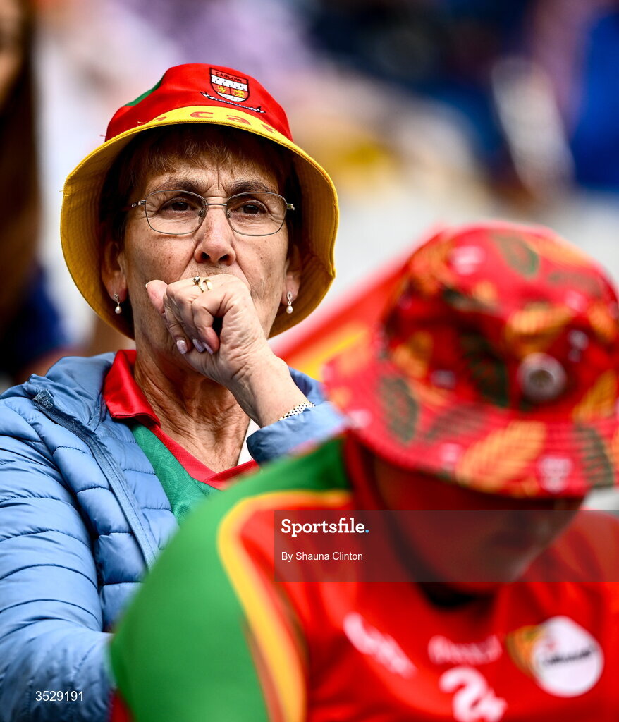 2 August 2026; Carlow supporters during the LGFA TG4 All-Ireland Junior Championship final match between Antrim and Carlow at Croke Park in Dublin. Photo by Shauna Clinton/Sportsfile