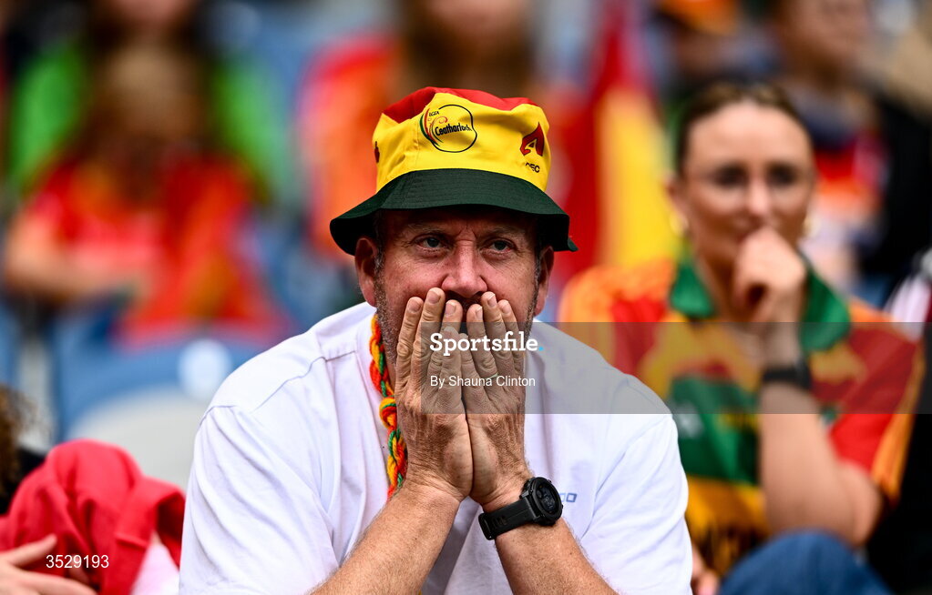 2 August 2026; Carlow supporters during the LGFA TG4 All-Ireland Junior Championship final match between Antrim and Carlow at Croke Park in Dublin. Photo by Shauna Clinton/Sportsfile