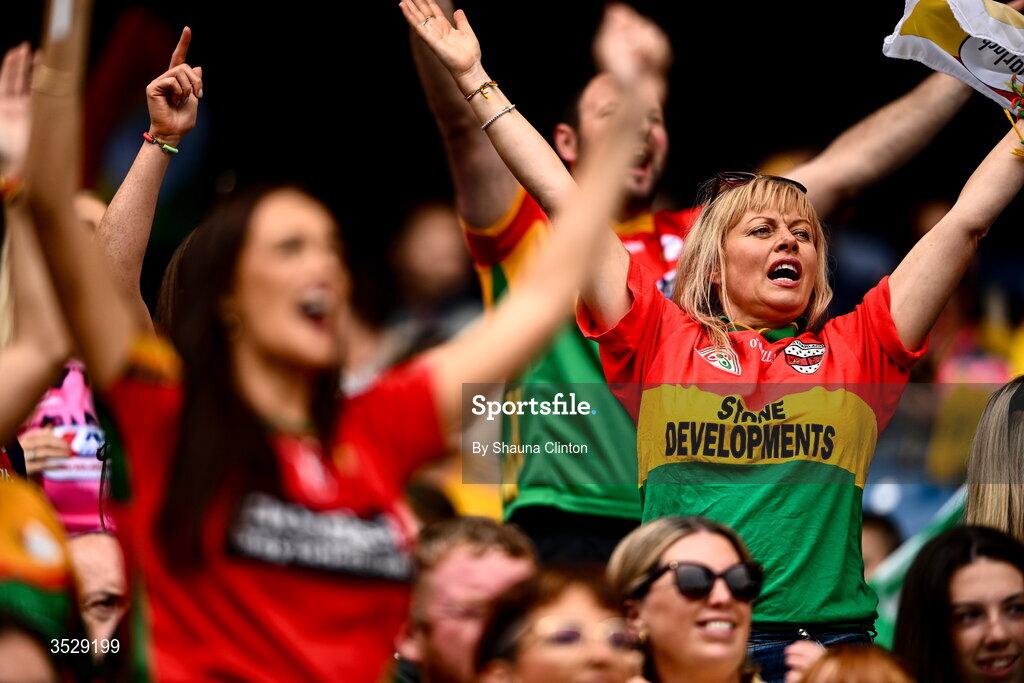 2 August 2026; Carlow supporters during the LGFA TG4 All-Ireland Junior Championship final match between Antrim and Carlow at Croke Park in Dublin. Photo by Shauna Clinton/Sportsfile