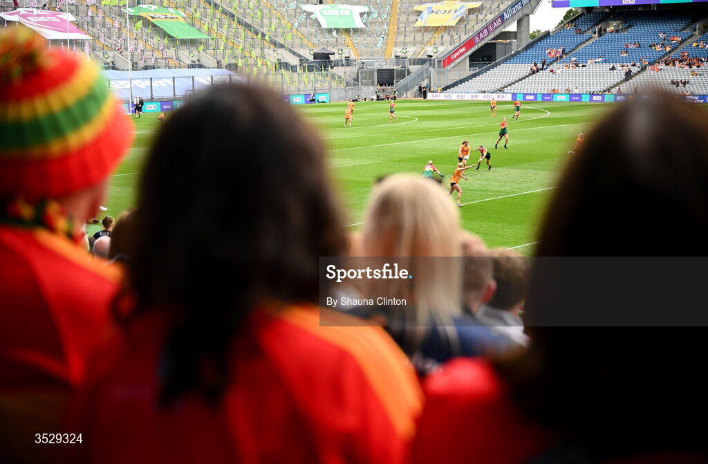 2 August 2026; A general view of action during the LGFA TG4 All-Ireland Junior Championship final match between Antrim and Carlow at Croke Park in Dublin. Photo by Shauna Clinton/Sportsfile