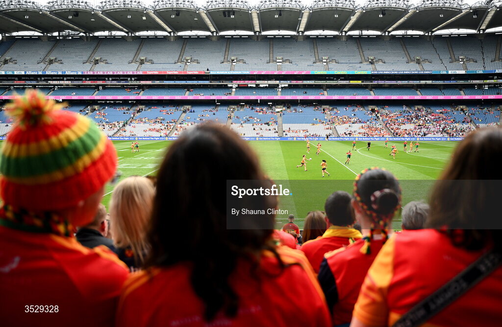 2 August 2026; A general view of action during the LGFA TG4 All-Ireland Junior Championship final match between Antrim and Carlow at Croke Park in Dublin. Photo by Shauna Clinton/Sportsfile