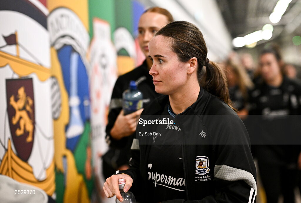2 August 2026; Nicola Ward of Galway and teammates arrive before the LGFA TG4 All-Ireland Senior Championship final match between Galway and Kerry at Croke Park in Dublin. Photo by Seb Daly/Sportsfile
