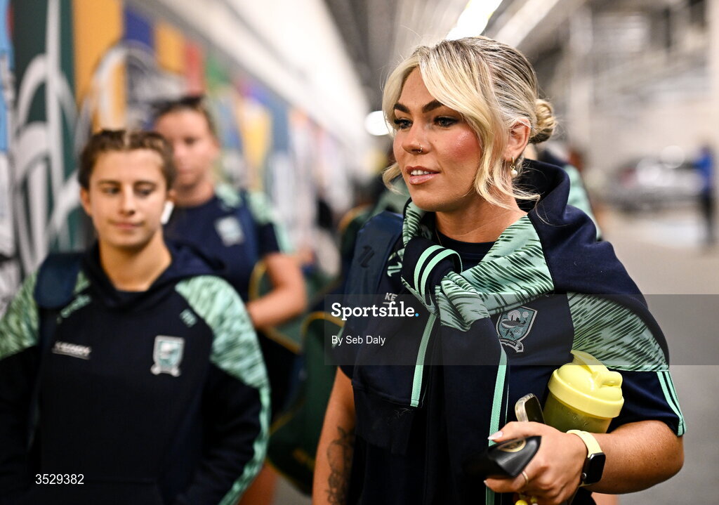 2 August 2026; Megan O’Connor of Kerry and teammates arrive before the LGFA TG4 All-Ireland Senior Championship final match between Galway and Kerry at Croke Park in Dublin. Photo by Seb Daly/Sportsfile