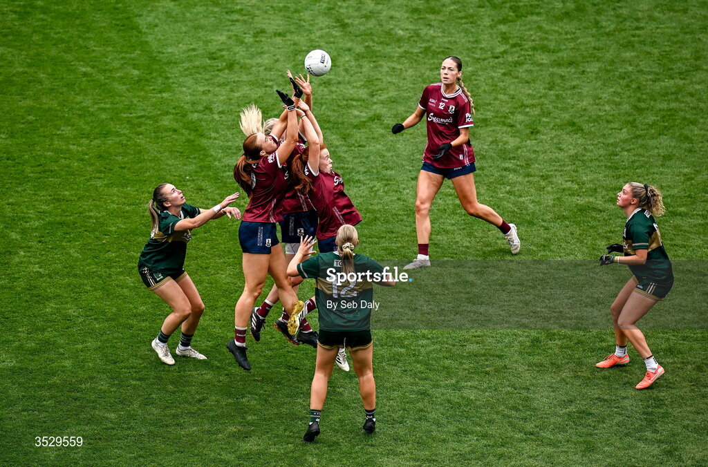 2 August 2026; A general view of action during the LGFA TG4 All-Ireland Senior Championship final match between Galway and Kerry at Croke Park in Dublin. Photo by Seb Daly/Sportsfile