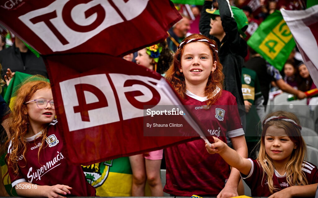 2 August 2026; Galway supporters during the LGFA TG4 All-Ireland Senior Championship final match between Galway and Kerry at Croke Park in Dublin. Photo by Shauna Clinton/Sportsfile