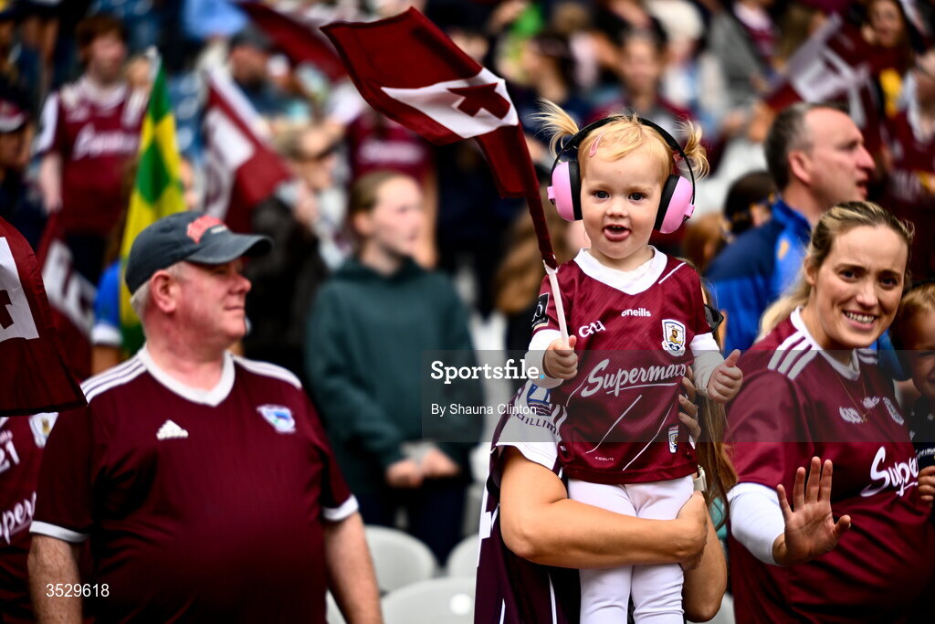 2 August 2026; Galway supporters during the LGFA TG4 All-Ireland Senior Championship final match between Galway and Kerry at Croke Park in Dublin. Photo by Shauna Clinton/Sportsfile