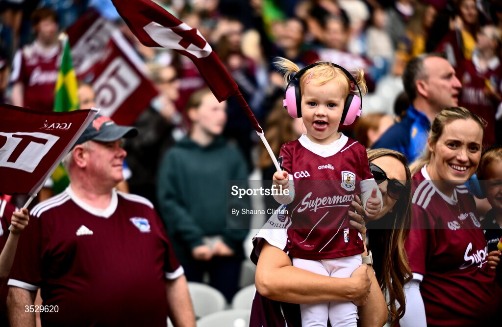2 August 2026; Galway supporters during the LGFA TG4 All-Ireland Senior Championship final match between Galway and Kerry at Croke Park in Dublin. Photo by Shauna Clinton/Sportsfile