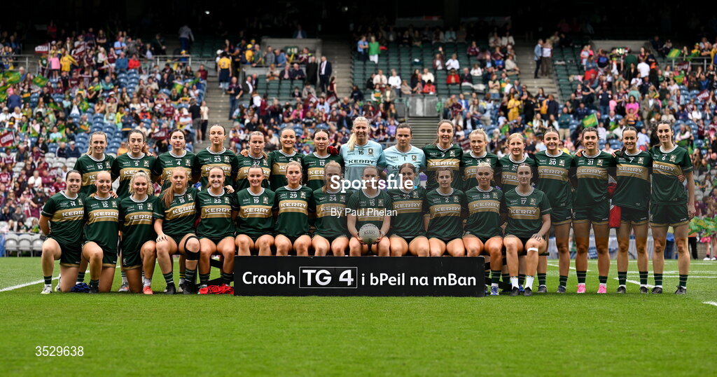 2 August 2026; The Kerry squad before the LGFA TG4 All-Ireland Senior Championship final match between Galway and Kerry at Croke Park in Dublin. Photo by Paul Phelan/Sportsfile