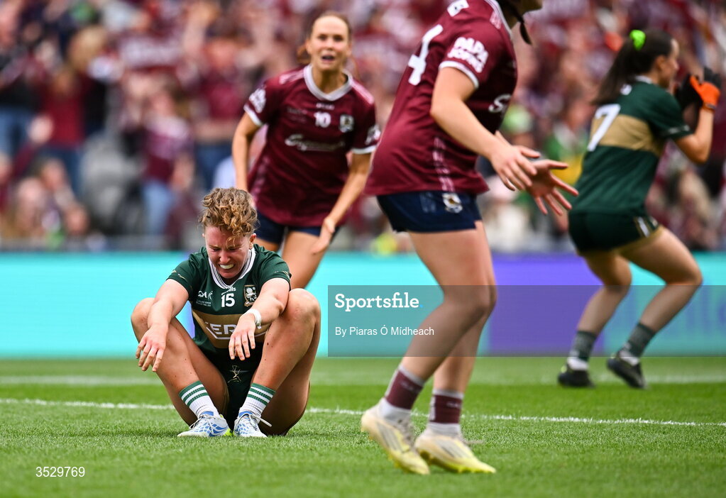 2 August 2026; Síofra O’Shea of Kerry dejected after her side's defeat in the LGFA TG4 All-Ireland Senior Championship final match between Galway and Kerry at Croke Park in Dublin. Photo by Piaras Ó Mídheach/Sportsfile