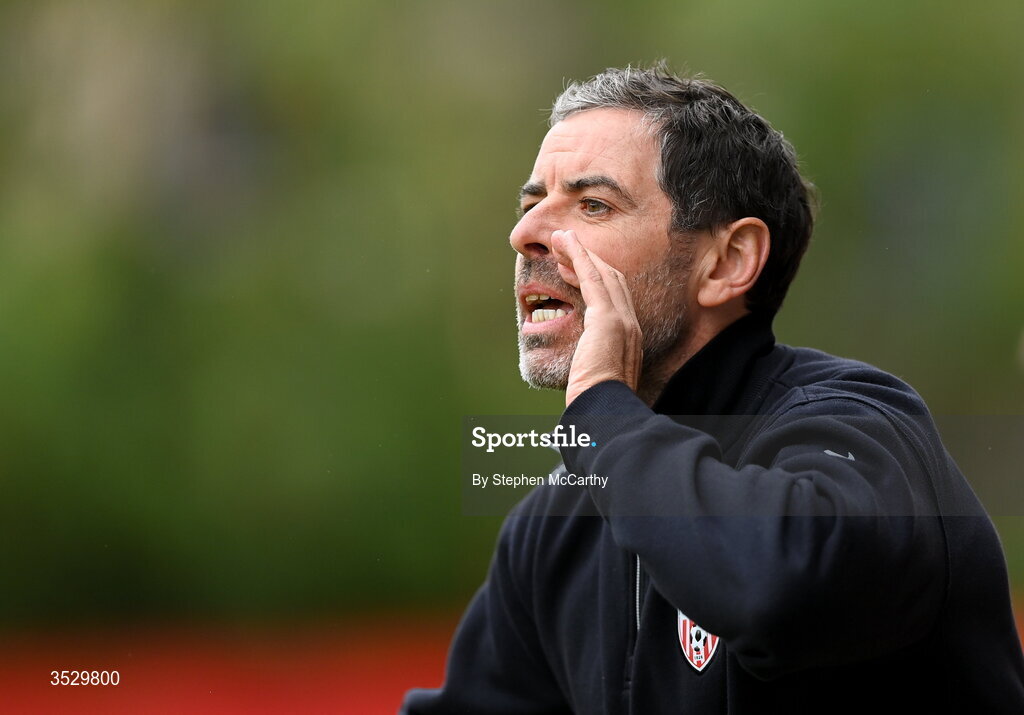 2 August 2026; Derry City manager Tiernan Lynch during the SSE Airtricity Men's Premier Division match between St Patrick's Athletic and Derry City at Richmond Park in Dublin. Photo by Stephen McCarthy/Sportsfile