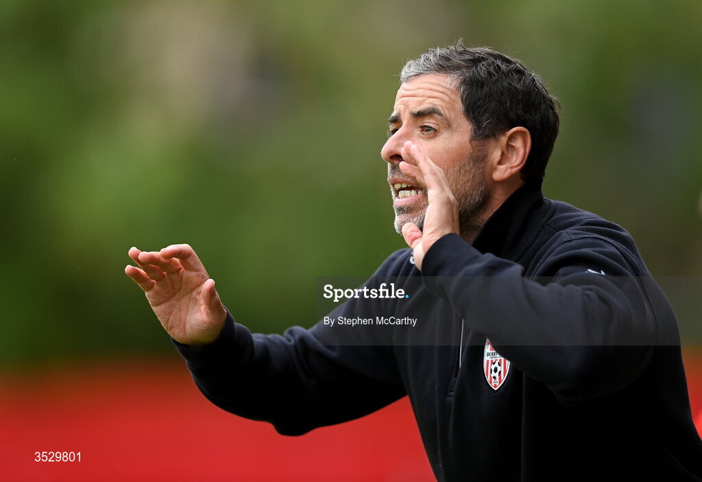 2 August 2026; Derry City manager Tiernan Lynch during the SSE Airtricity Men's Premier Division match between St Patrick's Athletic and Derry City at Richmond Park in Dublin. Photo by Stephen McCarthy/Sportsfile