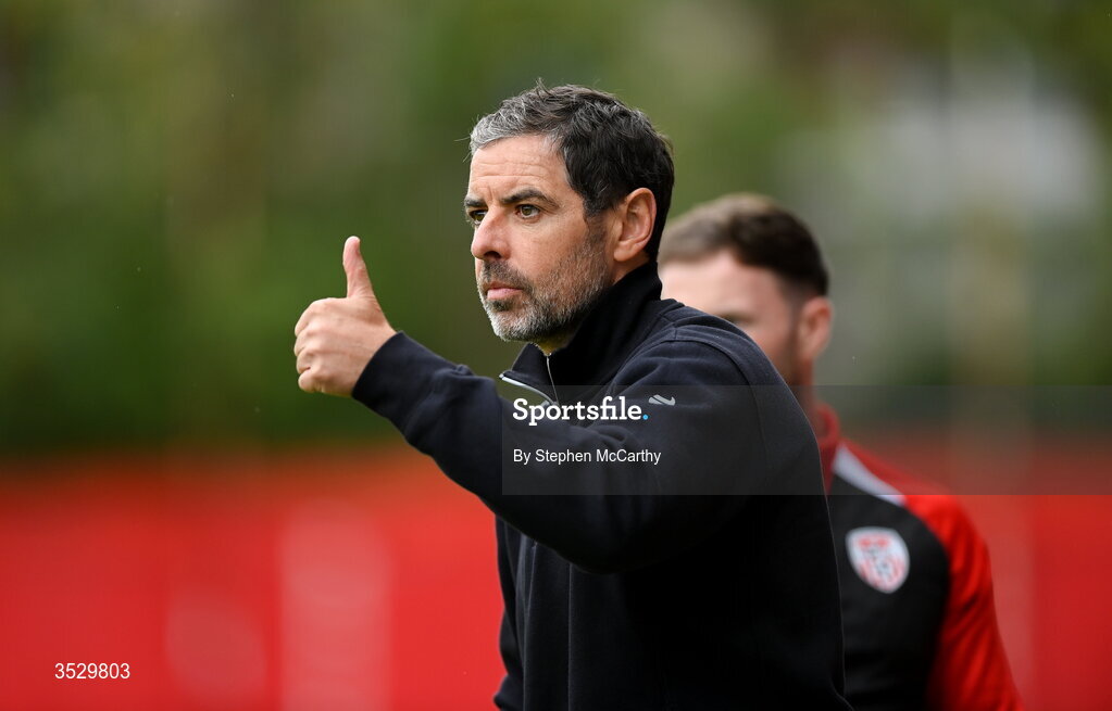 2 August 2026; Derry City manager Tiernan Lynch during the SSE Airtricity Men's Premier Division match between St Patrick's Athletic and Derry City at Richmond Park in Dublin. Photo by Stephen McCarthy/Sportsfile
