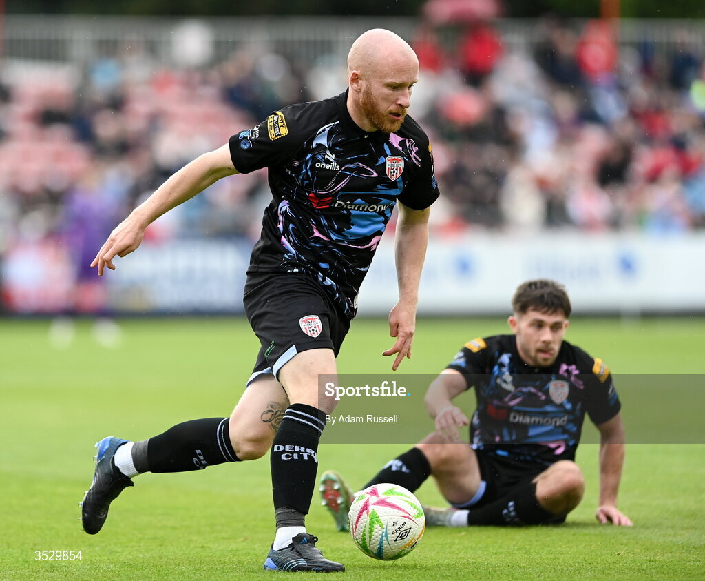 2 August 2026; Liam Boyce of Derry City during the SSE Airtricity Men's Premier Division match between St Patrick's Athletic and Derry City at Richmond Park in Dublin. Photo by Adam Russell/Sportsfile