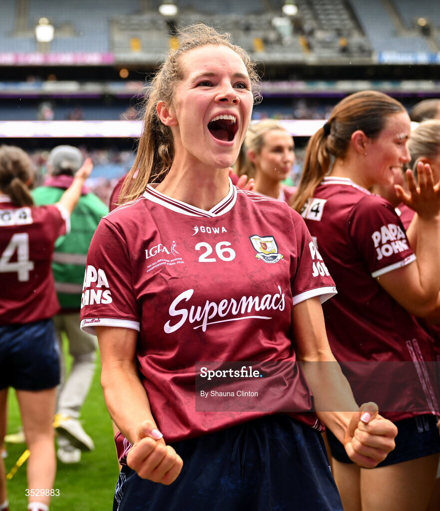2 August 2026; Ríona Quinn of Galway after the LGFA TG4 All-Ireland Senior Championship final match between Galway and Kerry at Croke Park in Dublin. Photo by Shauna Clinton/Sportsfile