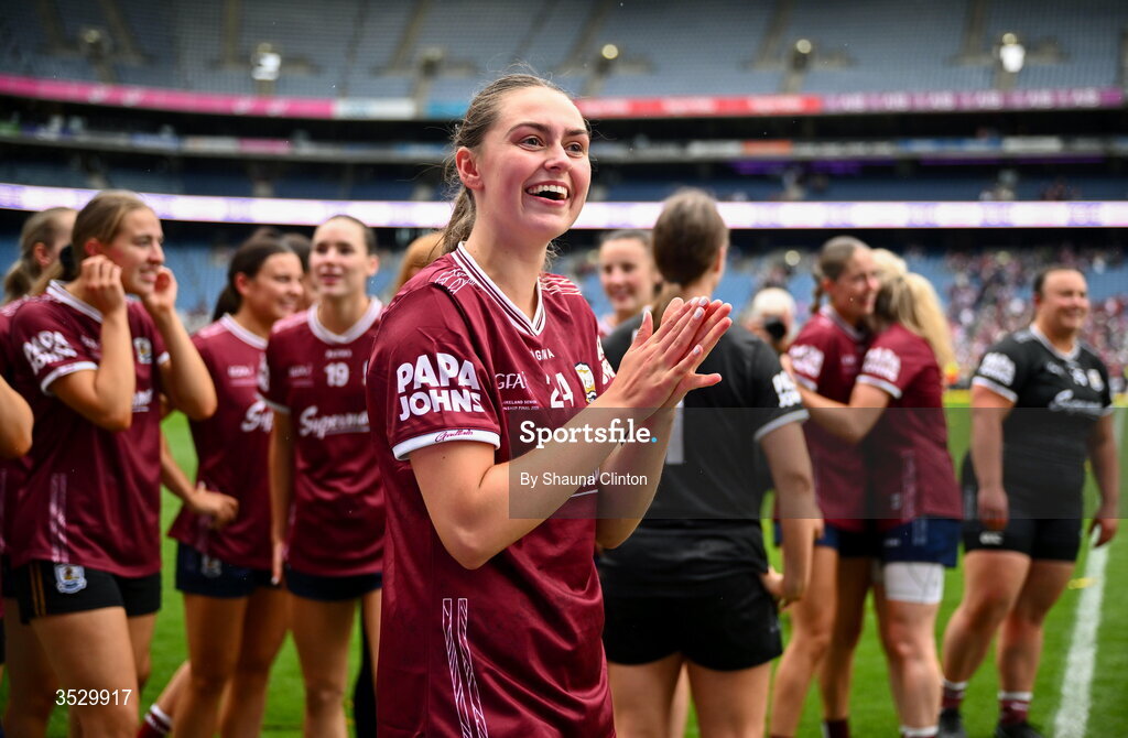 2 August 2026; Shíofra Ní Scanláin of Galway after the LGFA TG4 All-Ireland Senior Championship final match between Galway and Kerry at Croke Park in Dublin. Photo by Shauna Clinton/Sportsfile