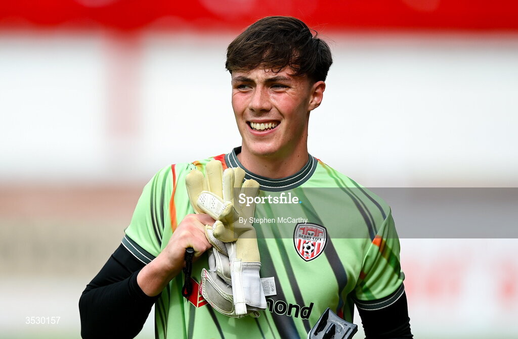 2 August 2026; Derry City goalkeeper Conal McDermott before the SSE Airtricity Men's Premier Division match between St Patrick's Athletic and Derry City at Richmond Park in Dublin. Photo by Stephen McCarthy/Sportsfile