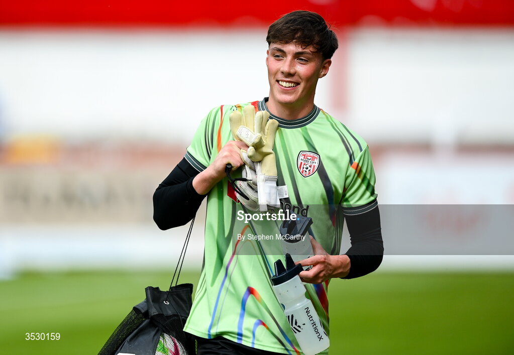 2 August 2026; Derry City goalkeeper Conal McDermott before the SSE Airtricity Men's Premier Division match between St Patrick's Athletic and Derry City at Richmond Park in Dublin. Photo by Stephen McCarthy/Sportsfile