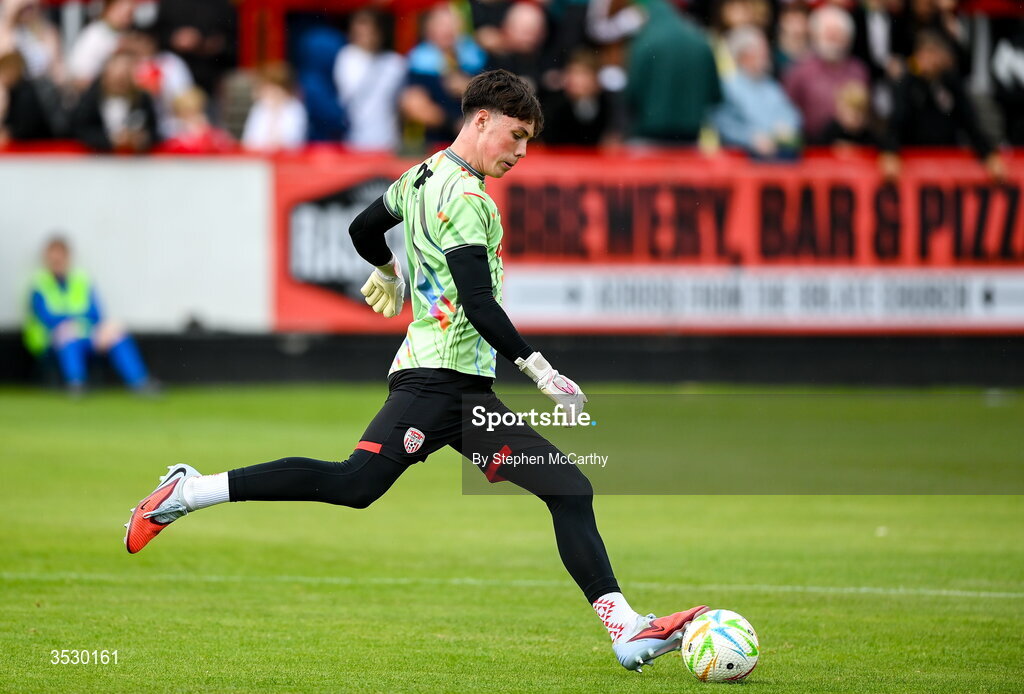 2 August 2026; Derry City goalkeeper Conal McDermott before the SSE Airtricity Men's Premier Division match between St Patrick's Athletic and Derry City at Richmond Park in Dublin. Photo by Stephen McCarthy/Sportsfile