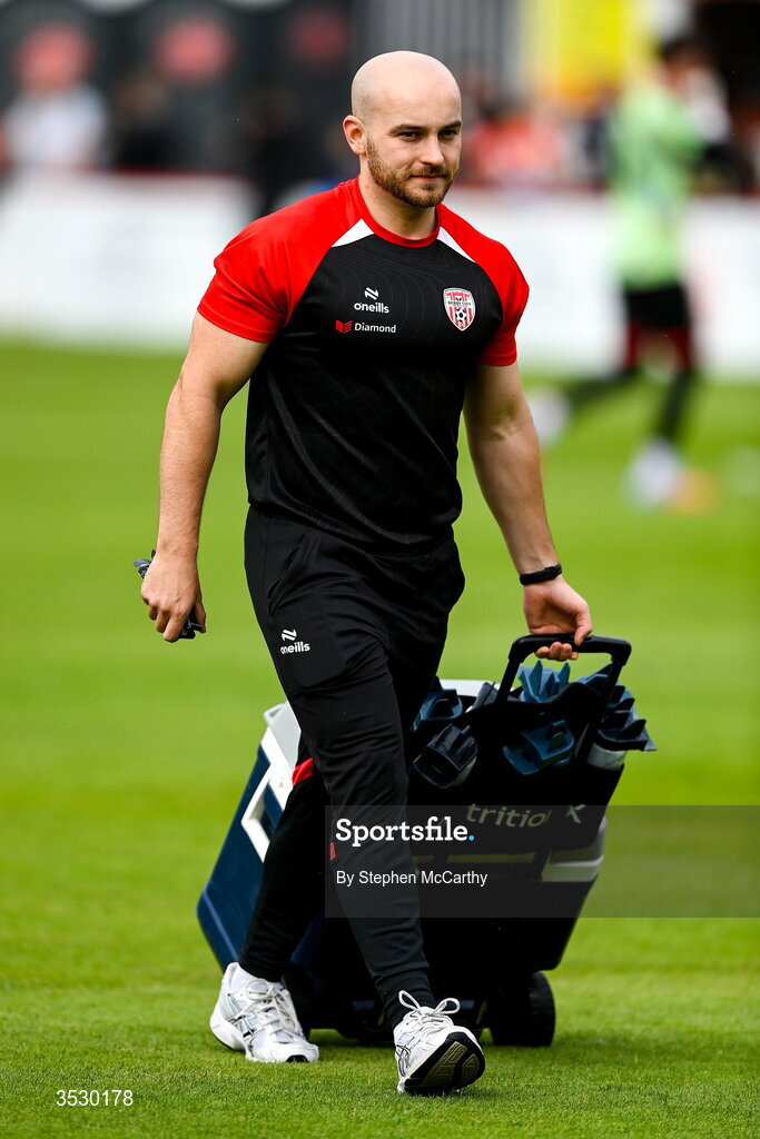 2 August 2026; Derry City nutritionist Ronnie Donnan during the SSE Airtricity Men's Premier Division match between St Patrick's Athletic and Derry City at Richmond Park in Dublin. Photo by Stephen McCarthy/Sportsfile
