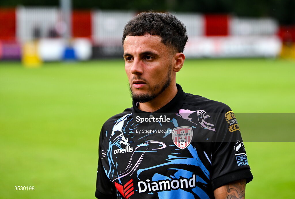 2 August 2026; Tyler Smith of Derry City after the SSE Airtricity Men's Premier Division match between St Patrick's Athletic and Derry City at Richmond Park in Dublin. Photo by Stephen McCarthy/Sportsfile