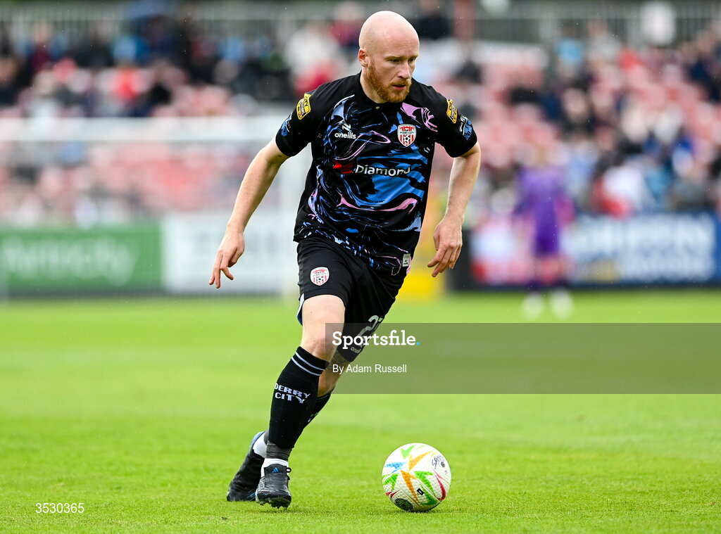 2 August 2026; Liam Boyce of Derry City during the SSE Airtricity Men's Premier Division match between St Patrick's Athletic and Derry City at Richmond Park in Dublin. Photo by Adam Russell/Sportsfile