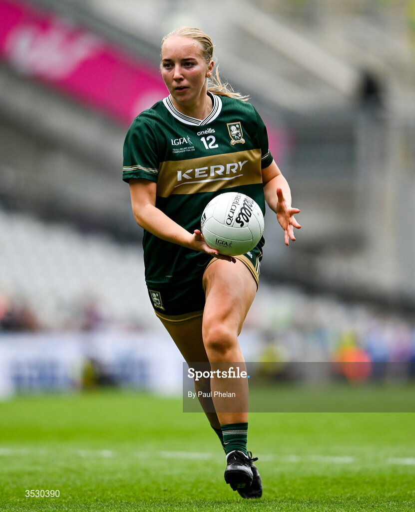 2 August 2026; Caoimhe Evans of Kerry during the LGFA TG4 All-Ireland Senior Championship final match between Galway and Kerry at Croke Park in Dublin. Photo by Paul Phelan/Sportsfile