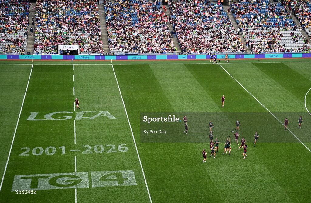 2 August 2026; A general view of action during the LGFA TG4 All-Ireland Senior Championship final match between Galway and Kerry at Croke Park in Dublin. Photo by Seb Daly/Sportsfile