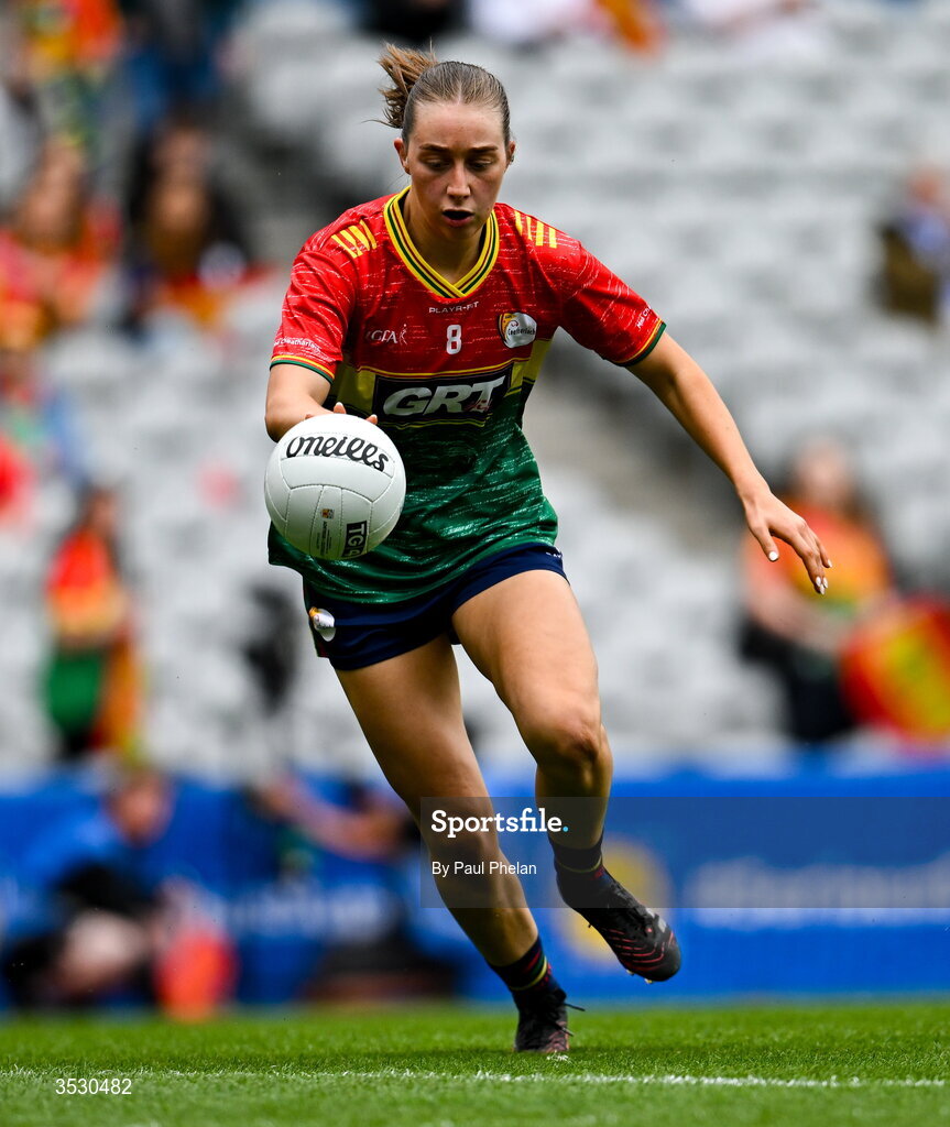 2 August 2026; Róisín Bailey of Carlow during the LGFA TG4 All-Ireland Junior Championship final match between Antrim and Carlow at Croke Park in Dublin. Photo by Paul Phelan/Sportsfile